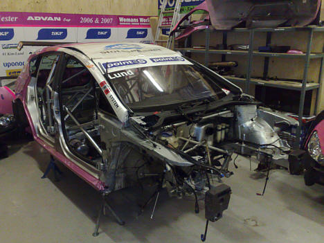 Det sørgelige resultat af rulleturen på Sturup Raceway.